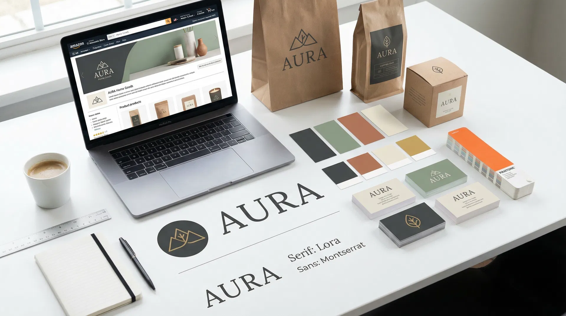 Mockup de branding completo para marca Amazon