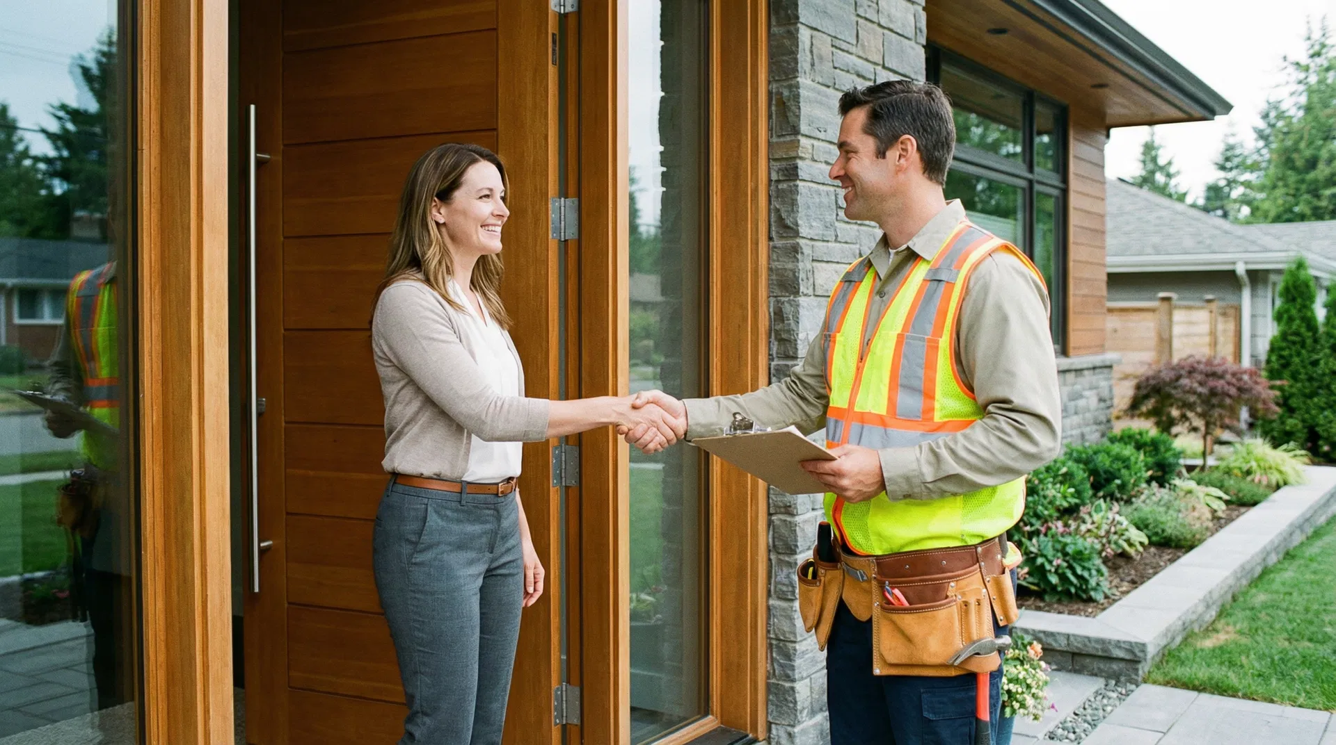 Professional homeowner meeting with licensed electrician