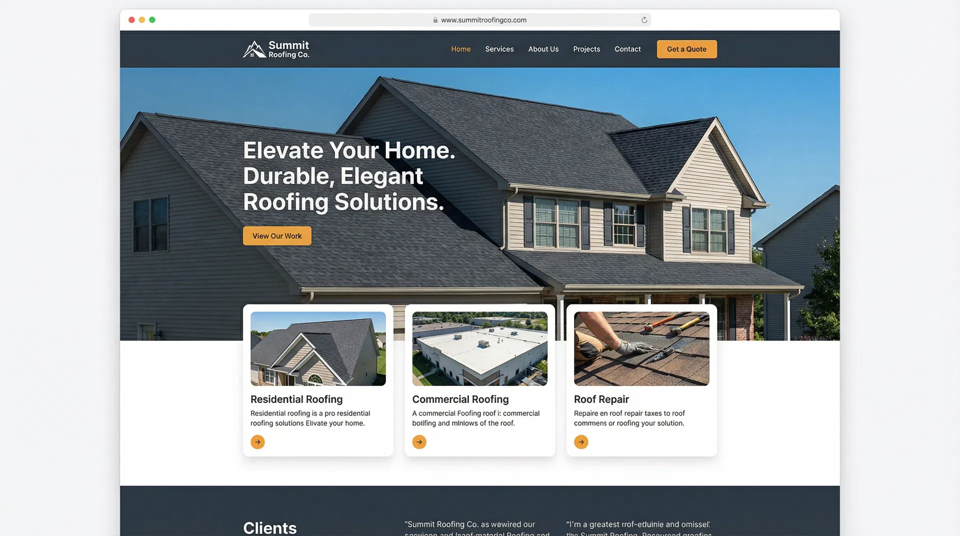 Summit Roofing Co. website preview