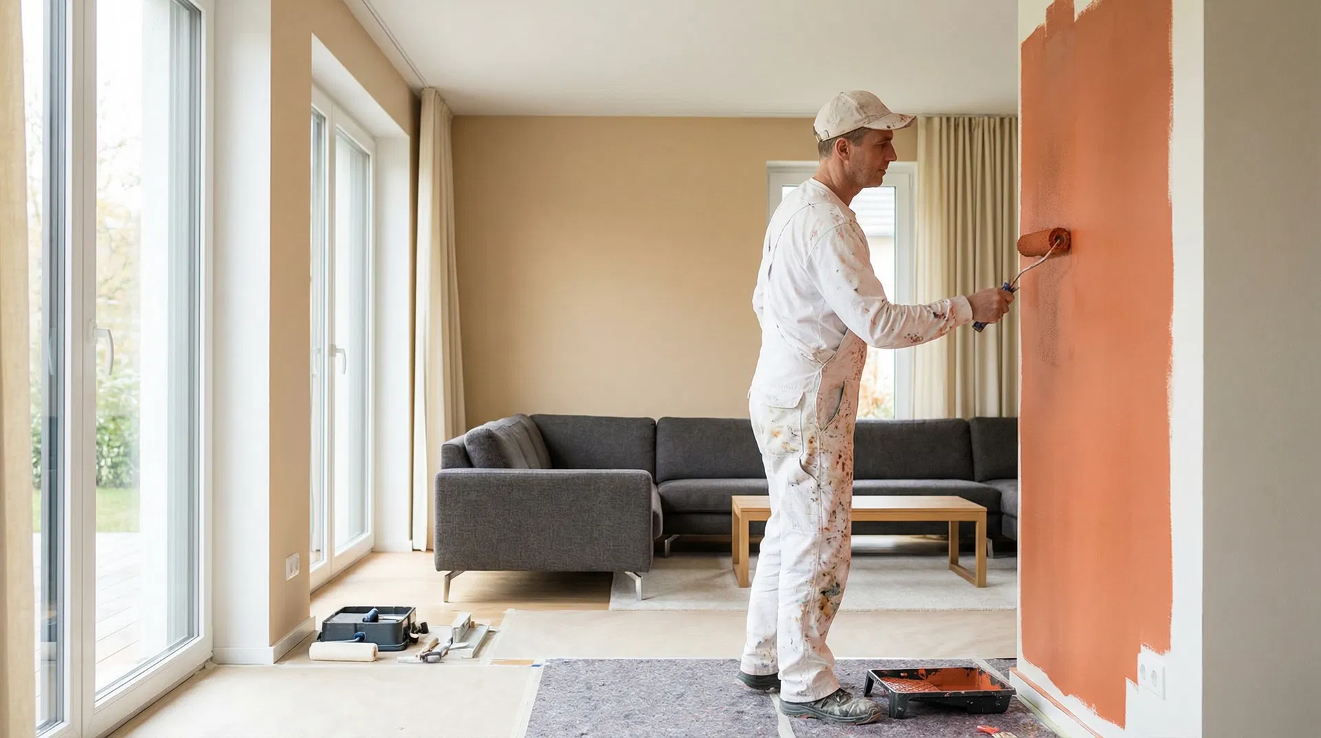 Professioneller Maler bei der Arbeit