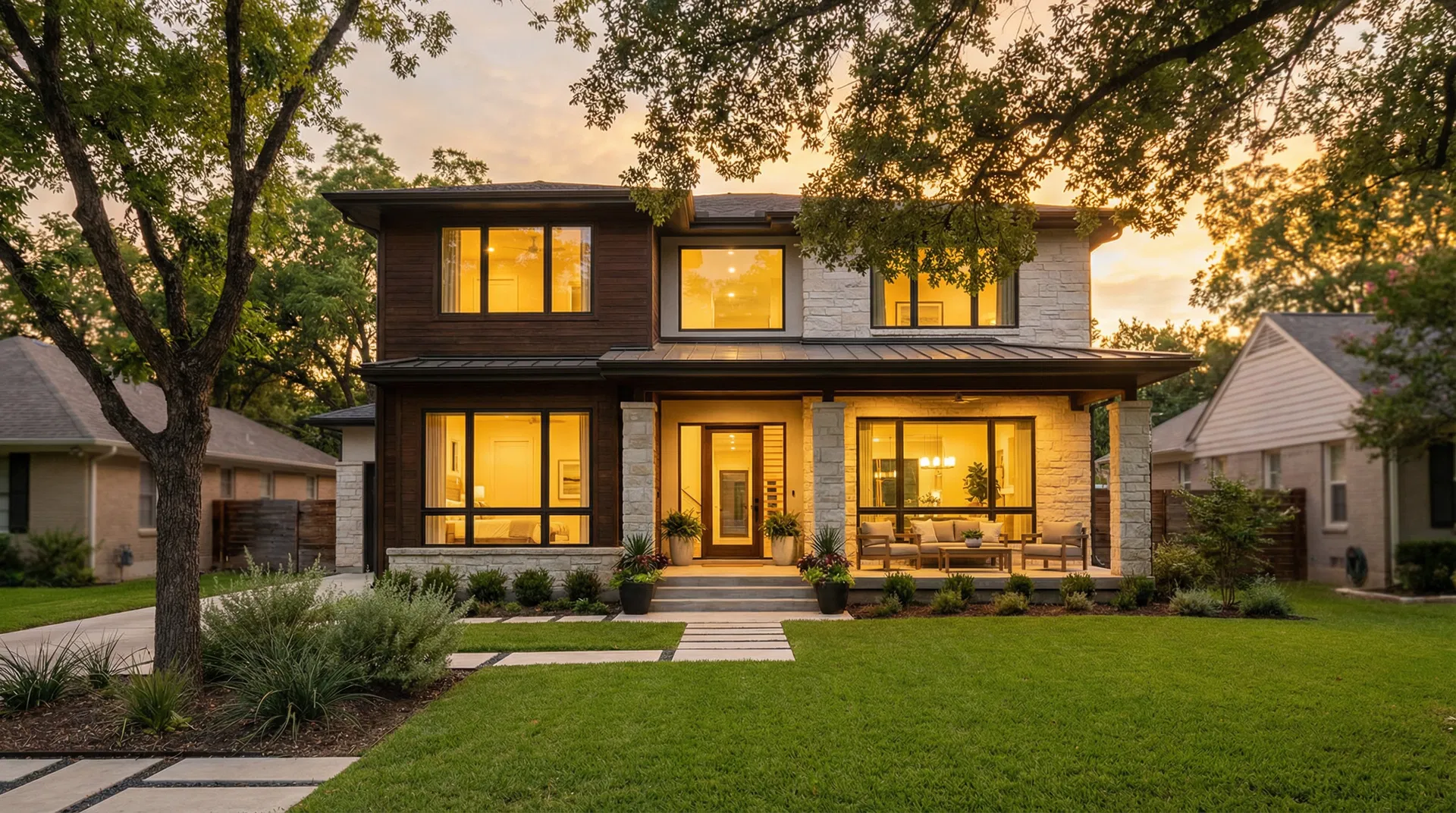 Beautiful home at sunset