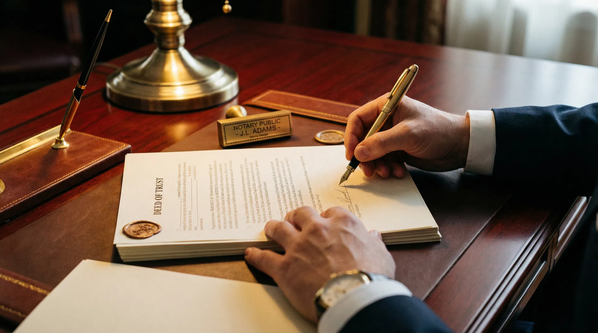 Professional notary signing documents