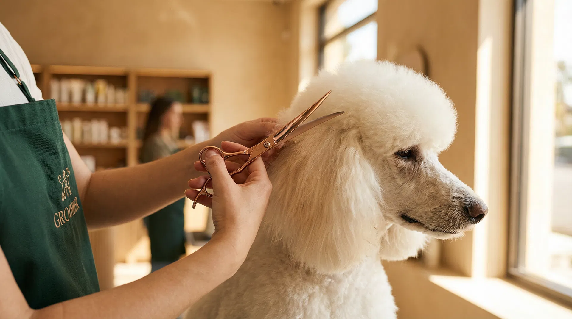 Professional groomer at work