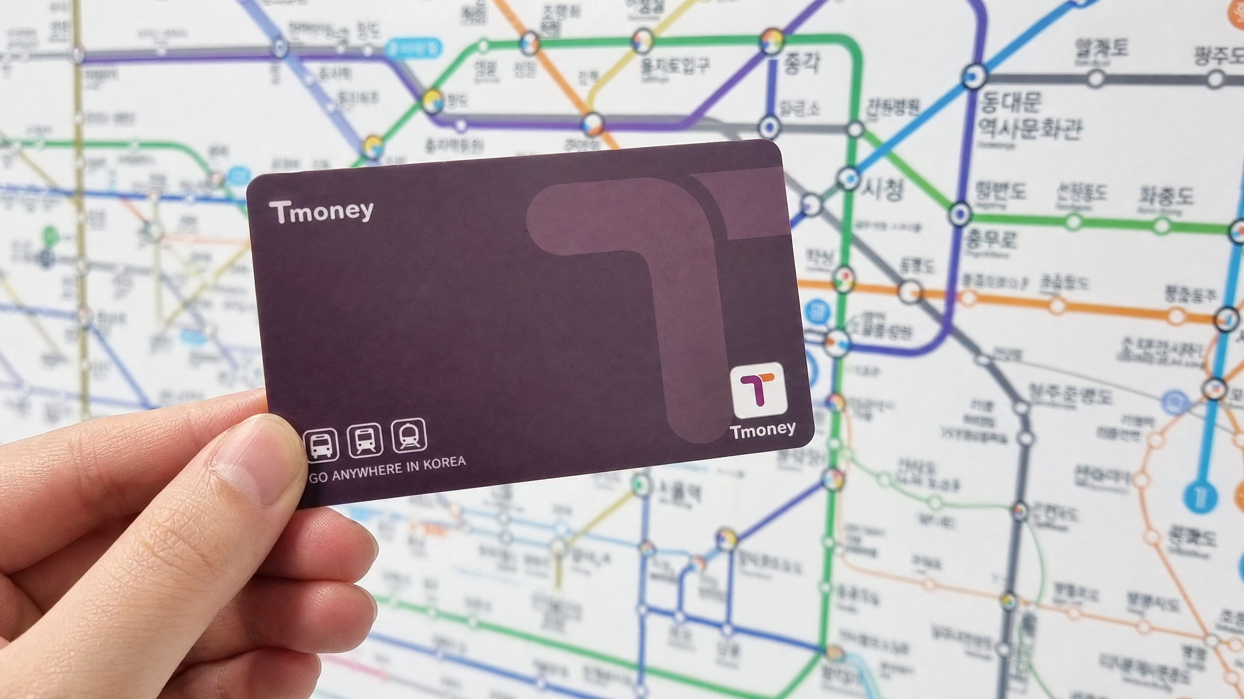 T-money card and Seoul subway map