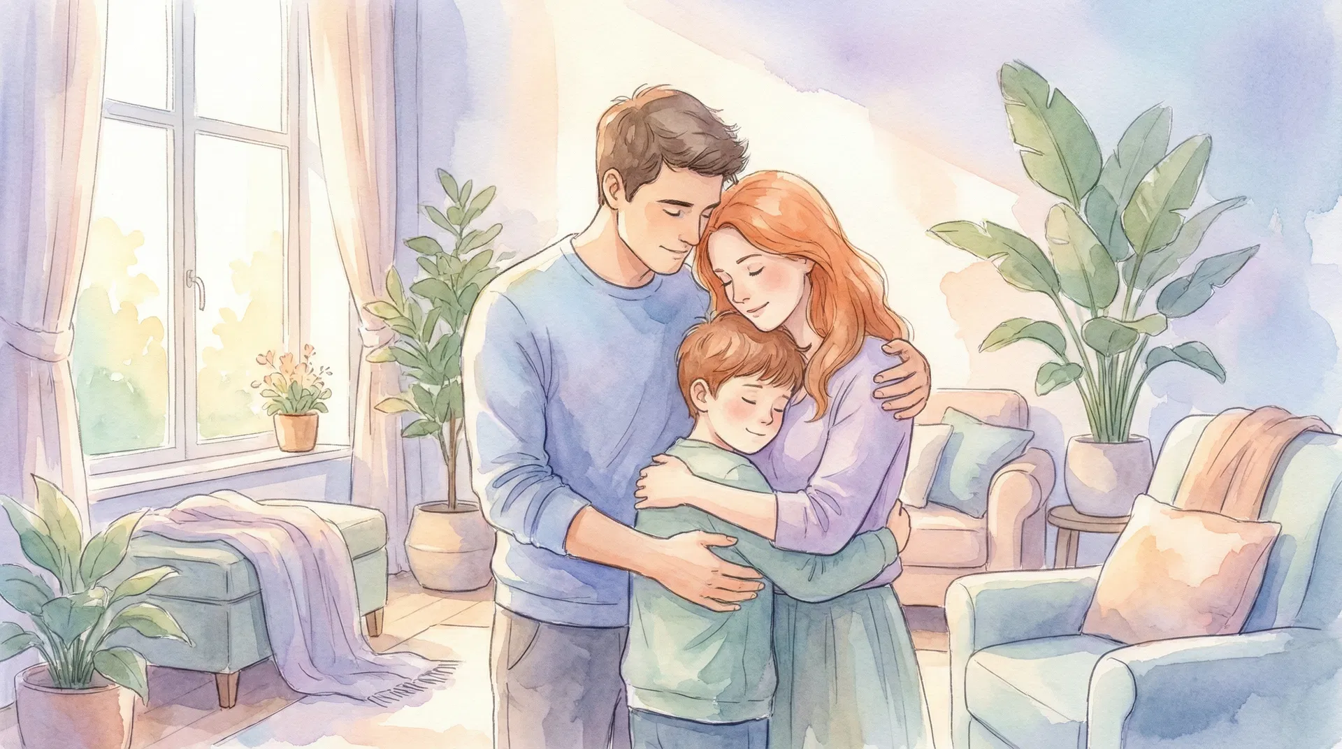 A nurturing family in a warm, safe home environment