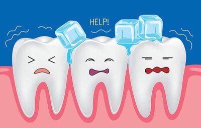 Ilustração de dentes sensíveis ao gelo
