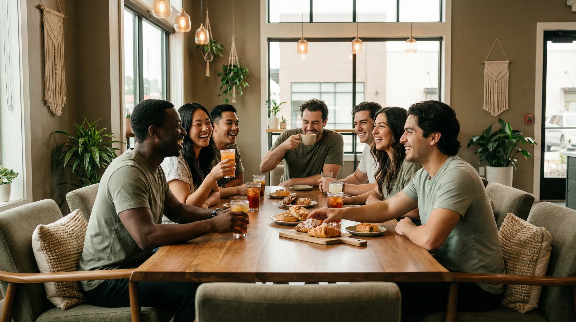 Friends enjoying Tipi Canna Cafe — Placeholder image