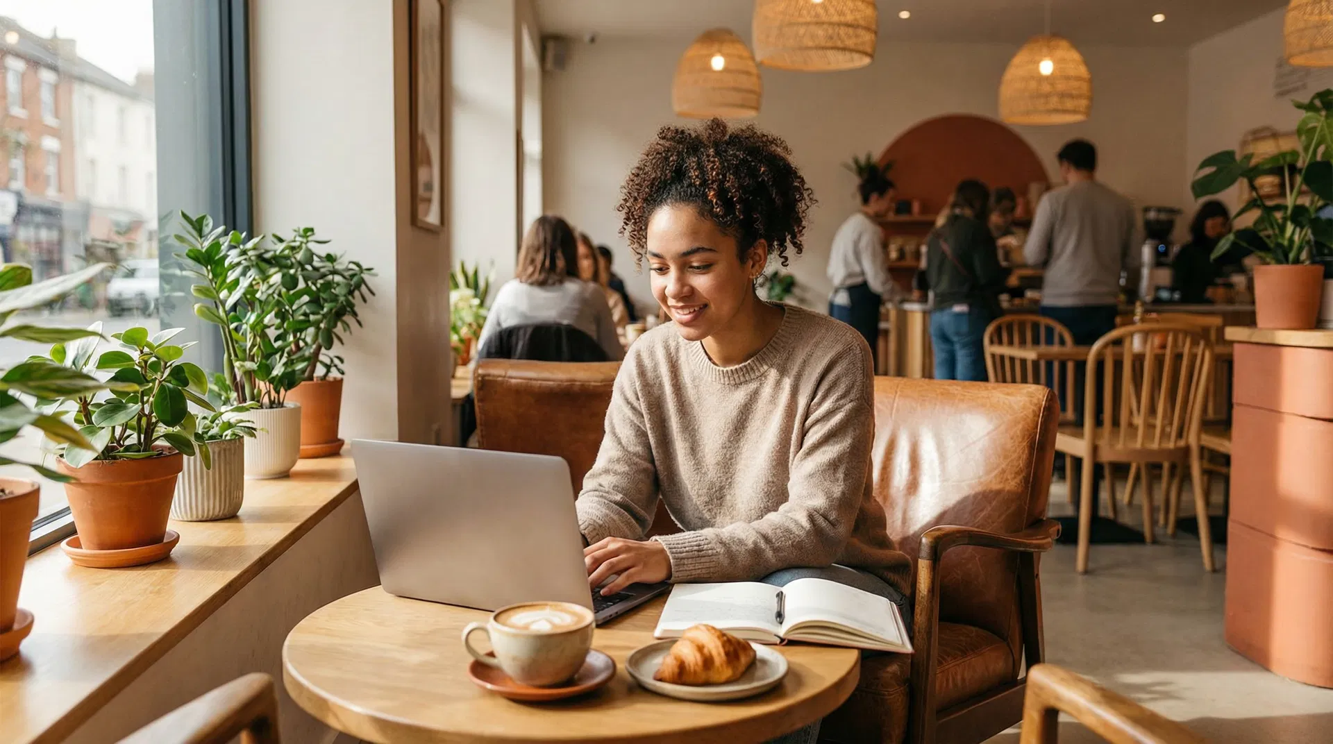 Cozy workspace at Tipi Canna Cafe — Placeholder image