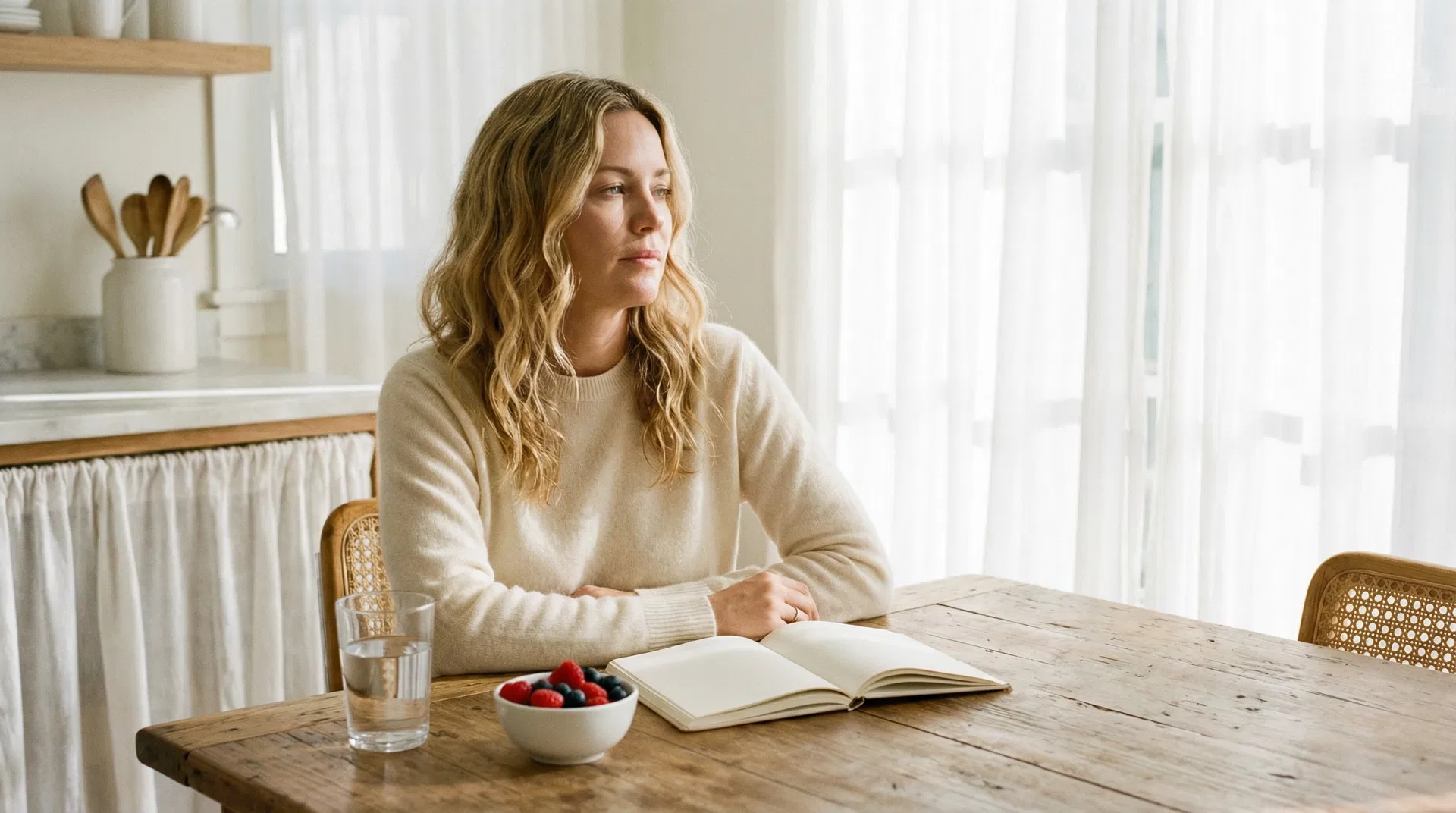 Frau mit strahlender Haut am Morgen