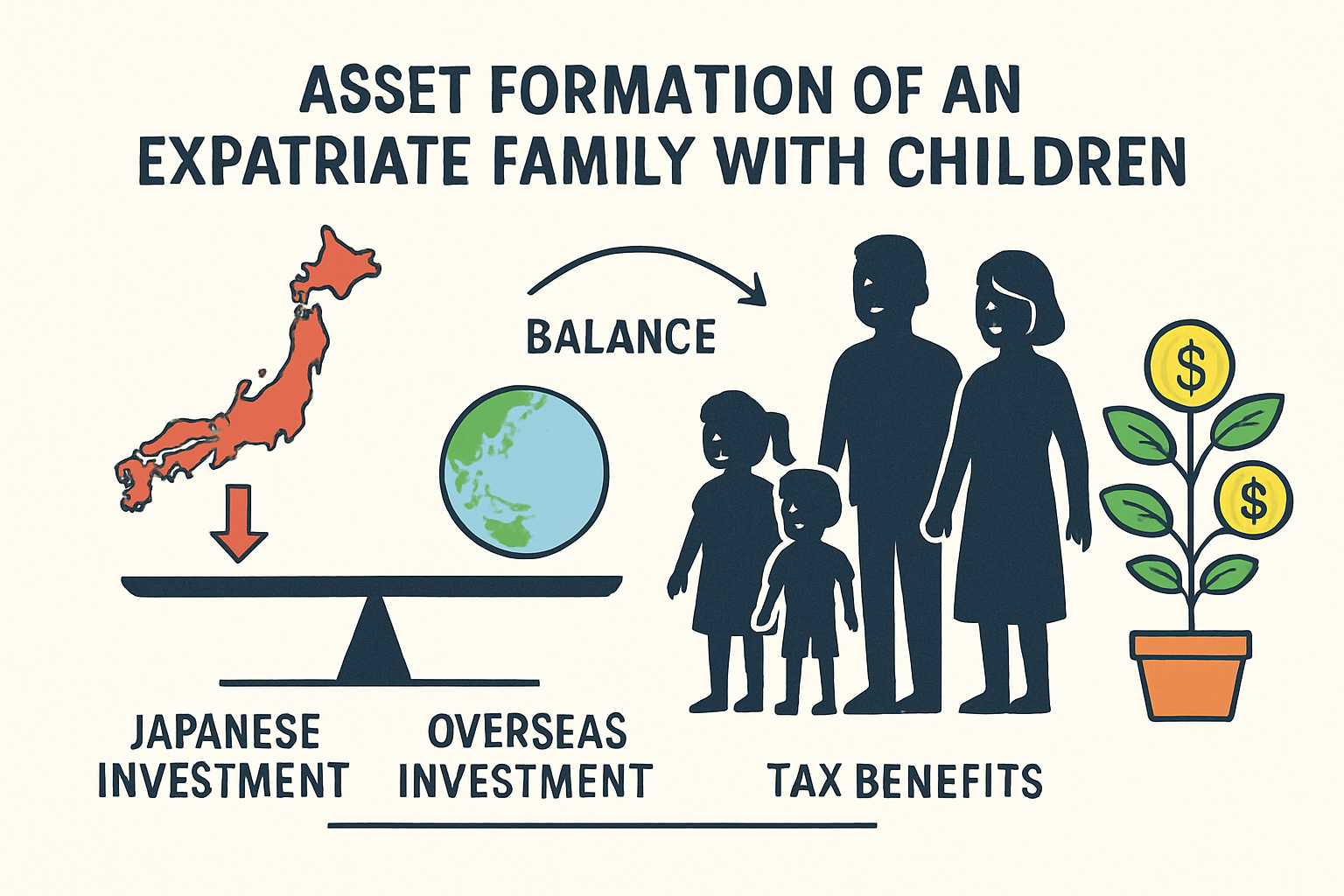 駐在員家庭の資産形成イメージ図