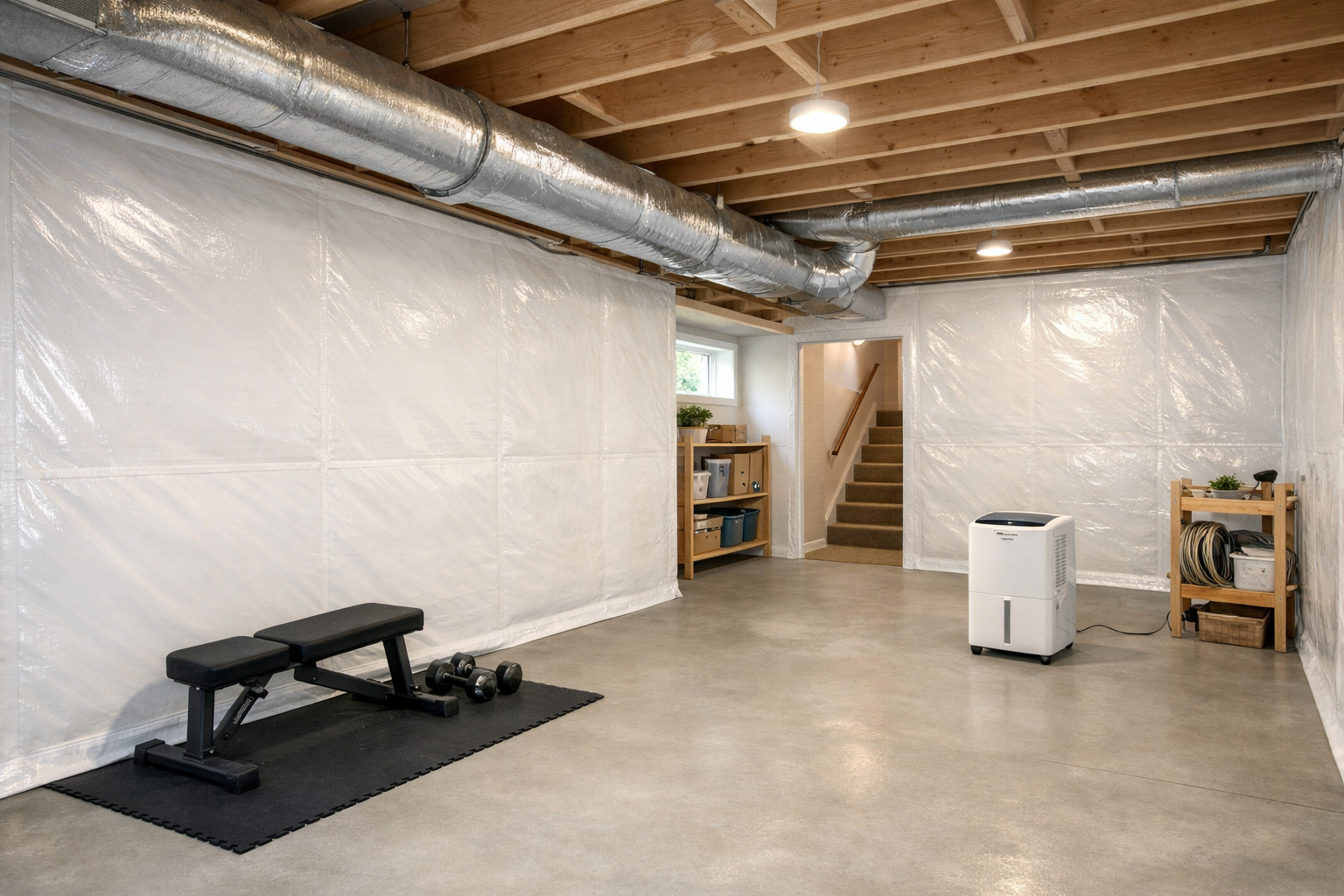 Basement with Vapor Barrier