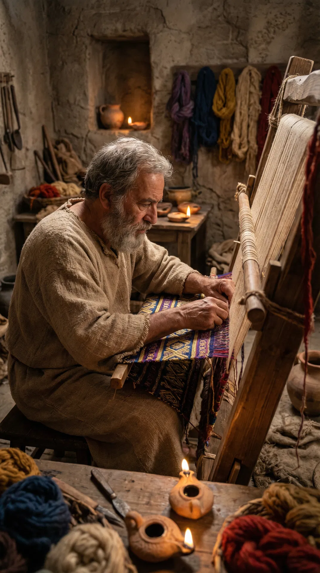 Artisan Weaving the Sacred Priestly Ephod