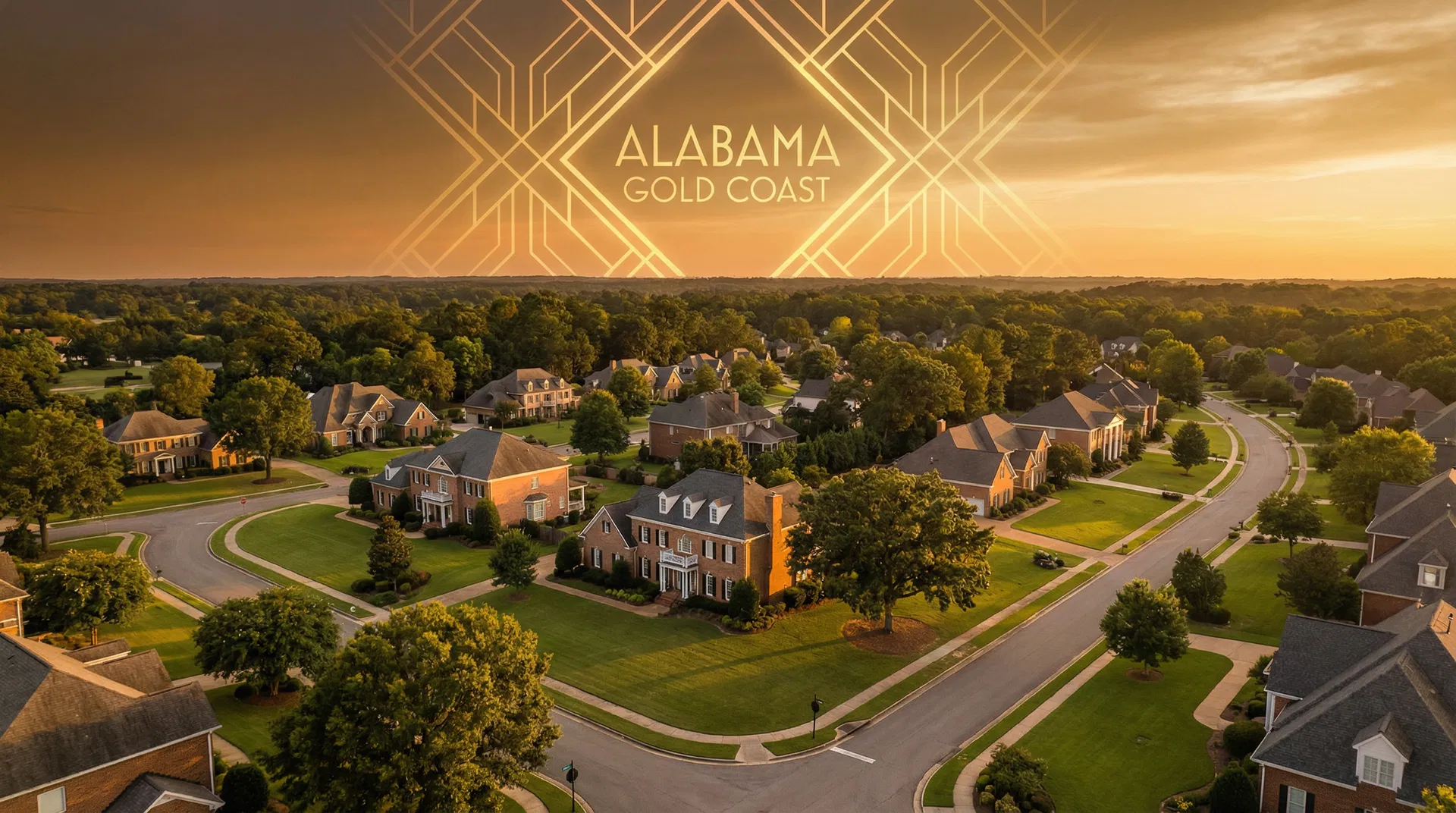 Alabama neighborhood at golden hour
