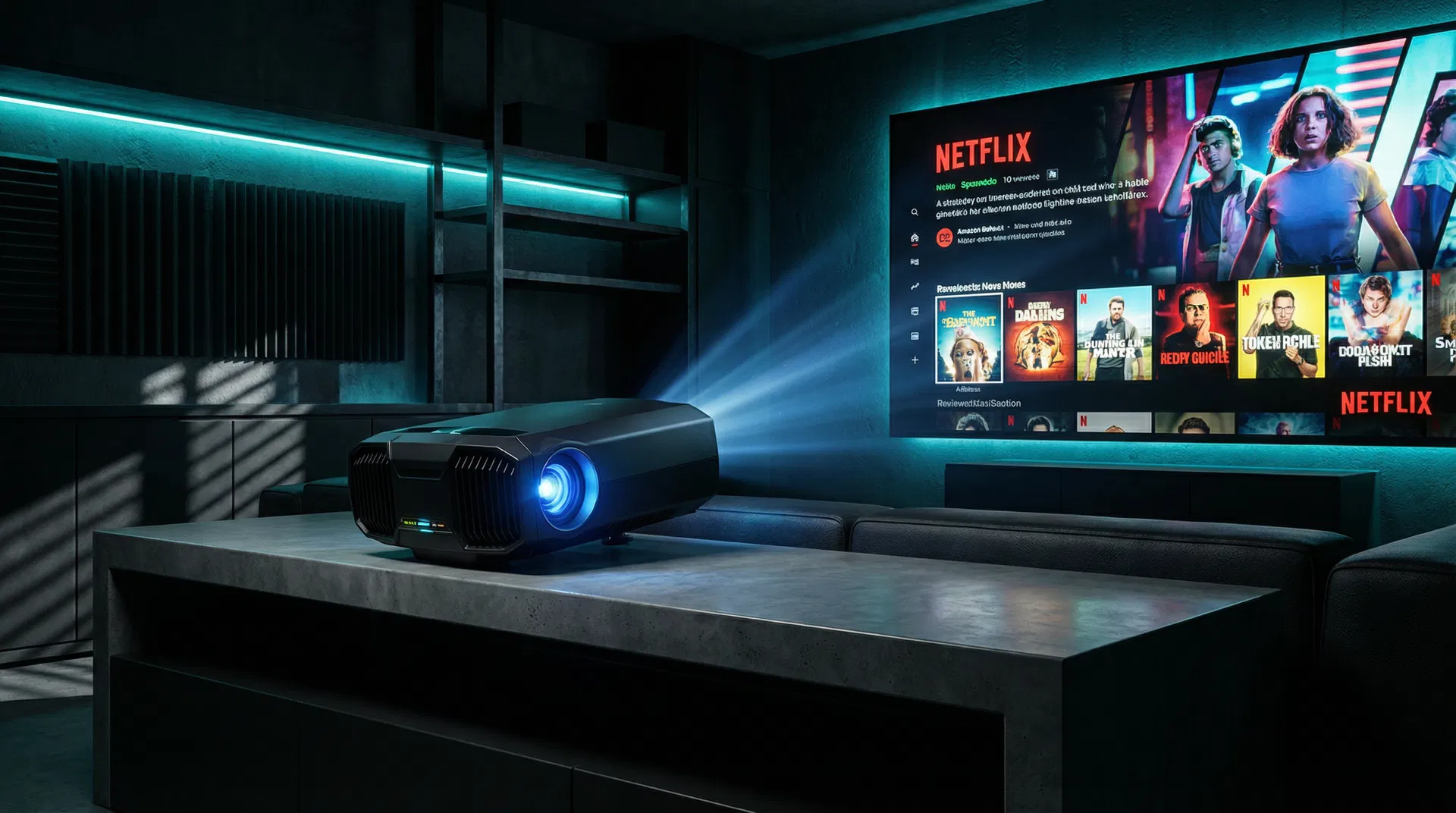 WiMiUS P62 Pro Beamer mit Netflix Projektion
