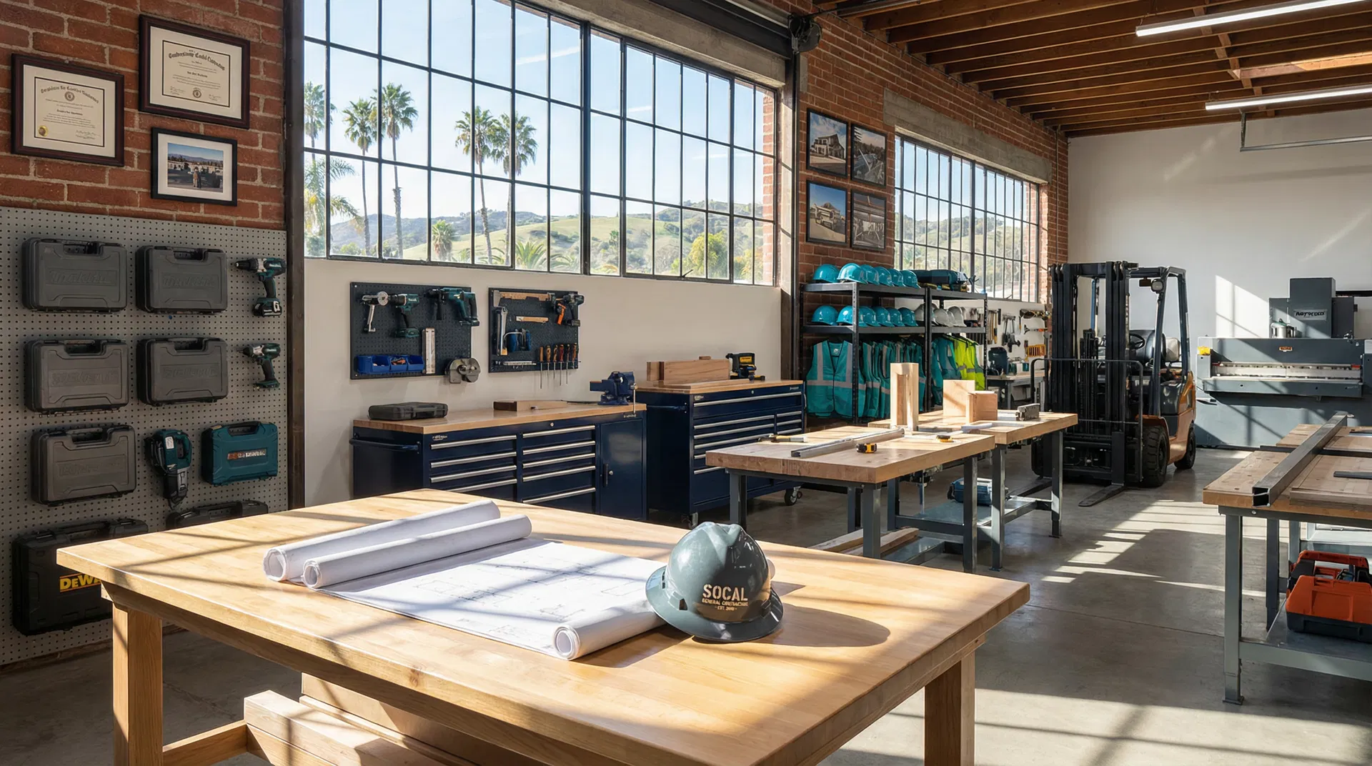 Professional construction business workspace