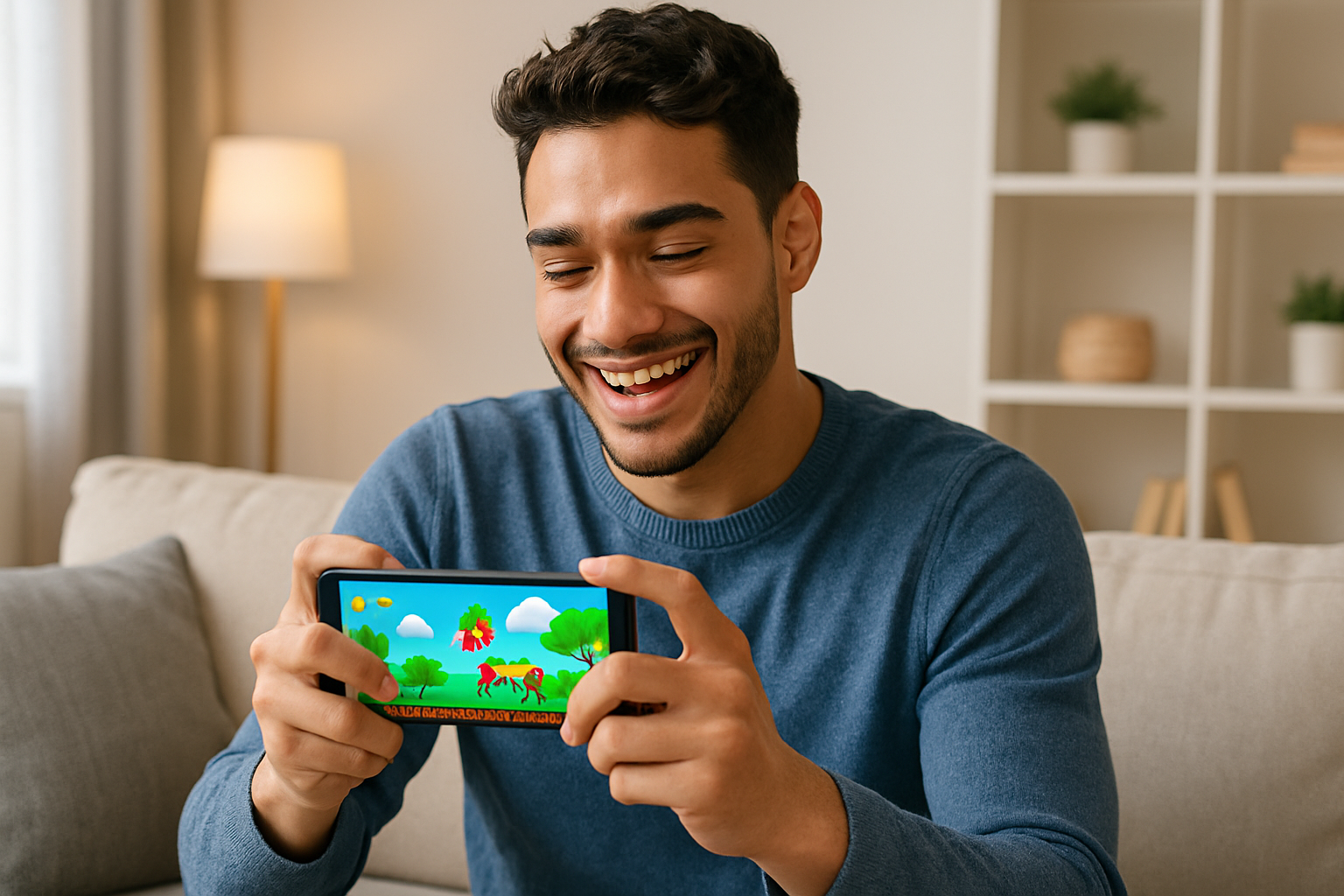 Image: Player enjoying a mobile game