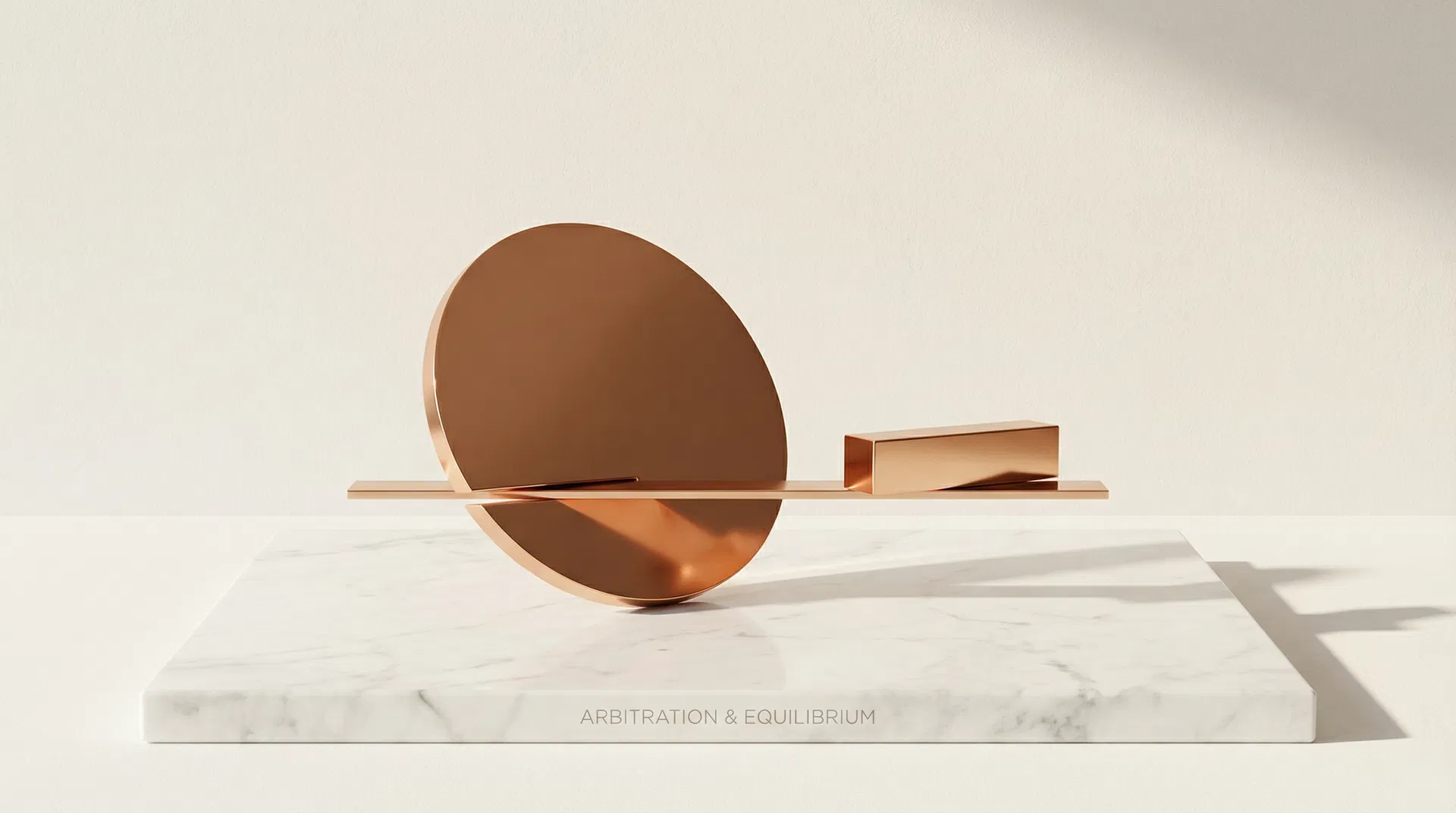 Abstrakt skulptur der symboliserer balance og retfærdighed