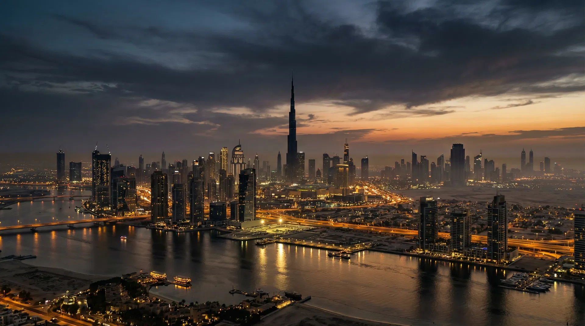 Dubai skyline at dusk