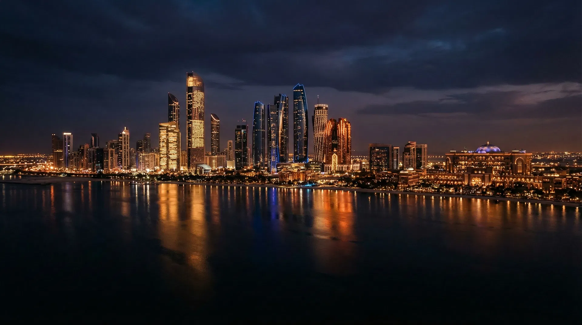 Abu Dhabi skyline at night