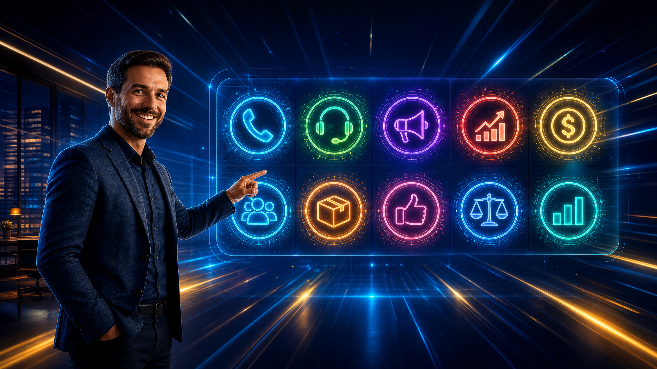Hero Image: Small Business Owner and AI Agents