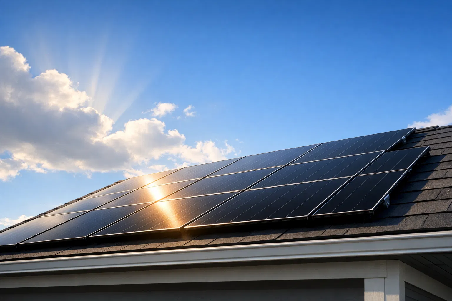 Solar panels on residential rooftop