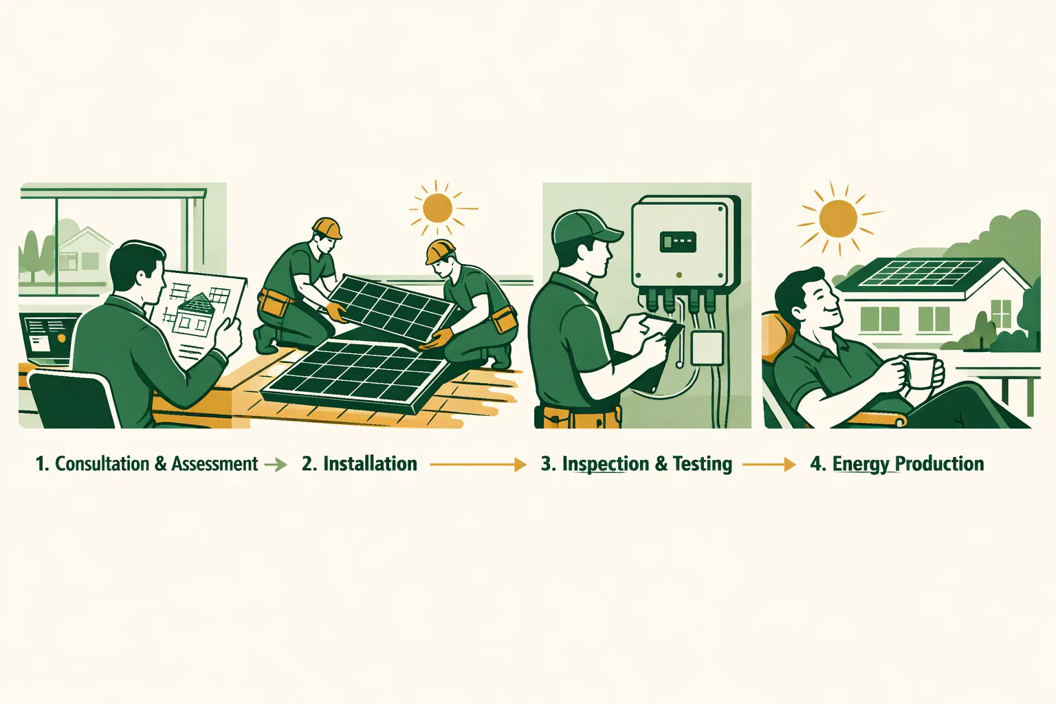Solar installation process steps