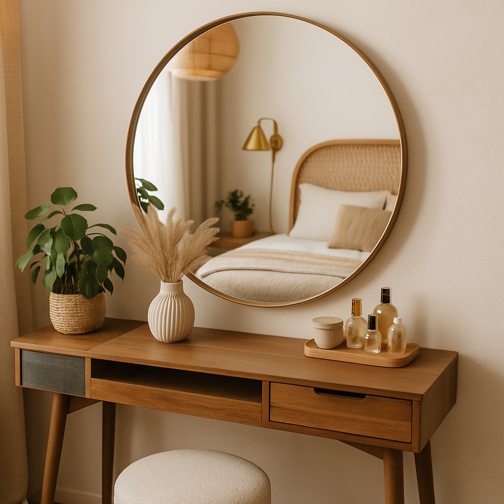 Dressing Table with Round Mirror