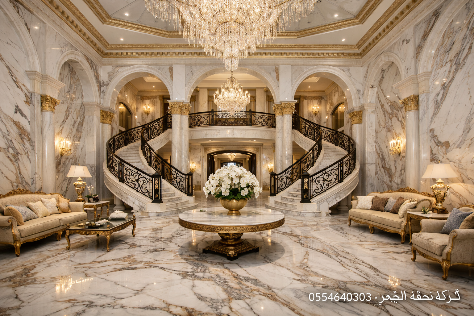 تصميم داخلي فاخر برخام فولاكس اليوناني