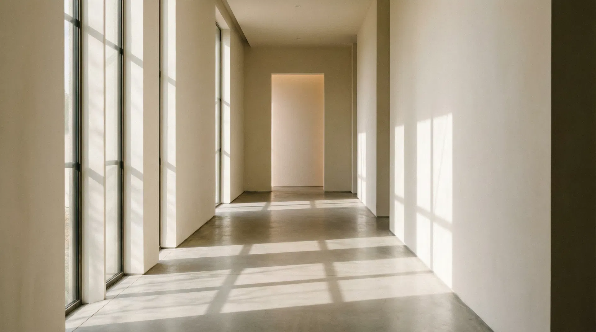 Architectural hallway with natural light