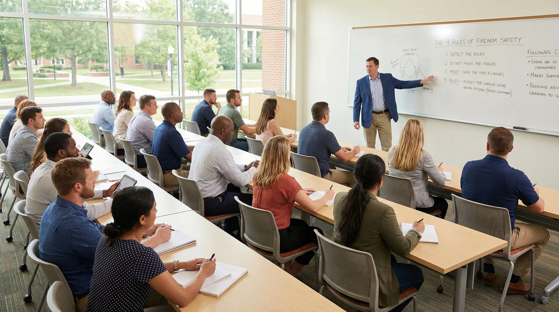 Professional firearms safety training classroom