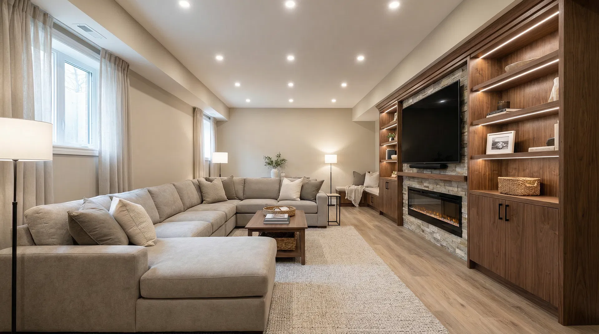 Finished basement living space