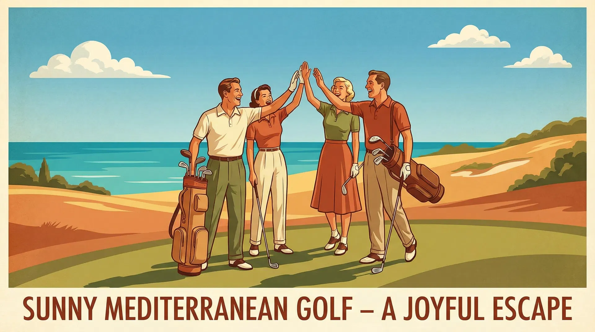 Glückliche Golfer im Mittelmeer