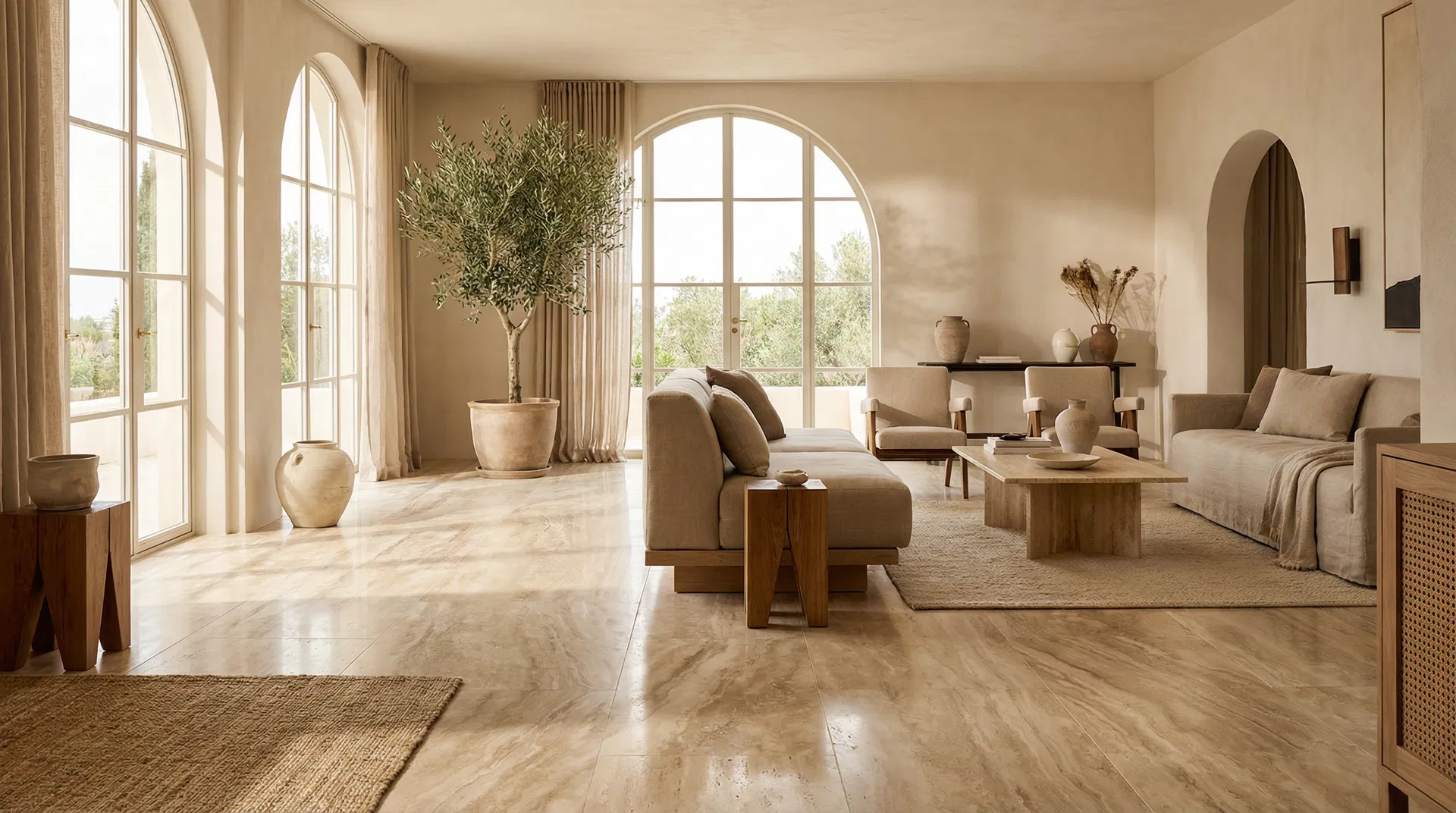 Travertinboden im Innenbereich - natürliche Steinstruktur