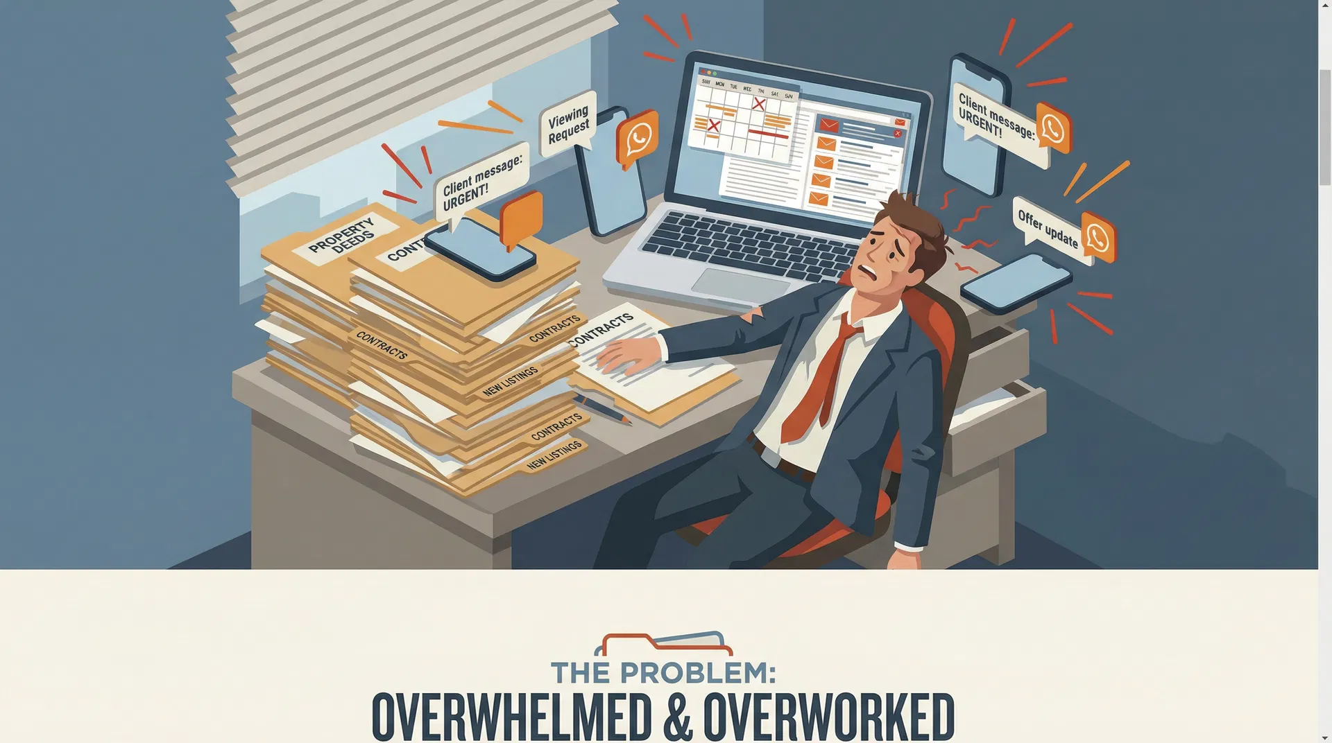 Problema - Agente inmobiliario abrumado