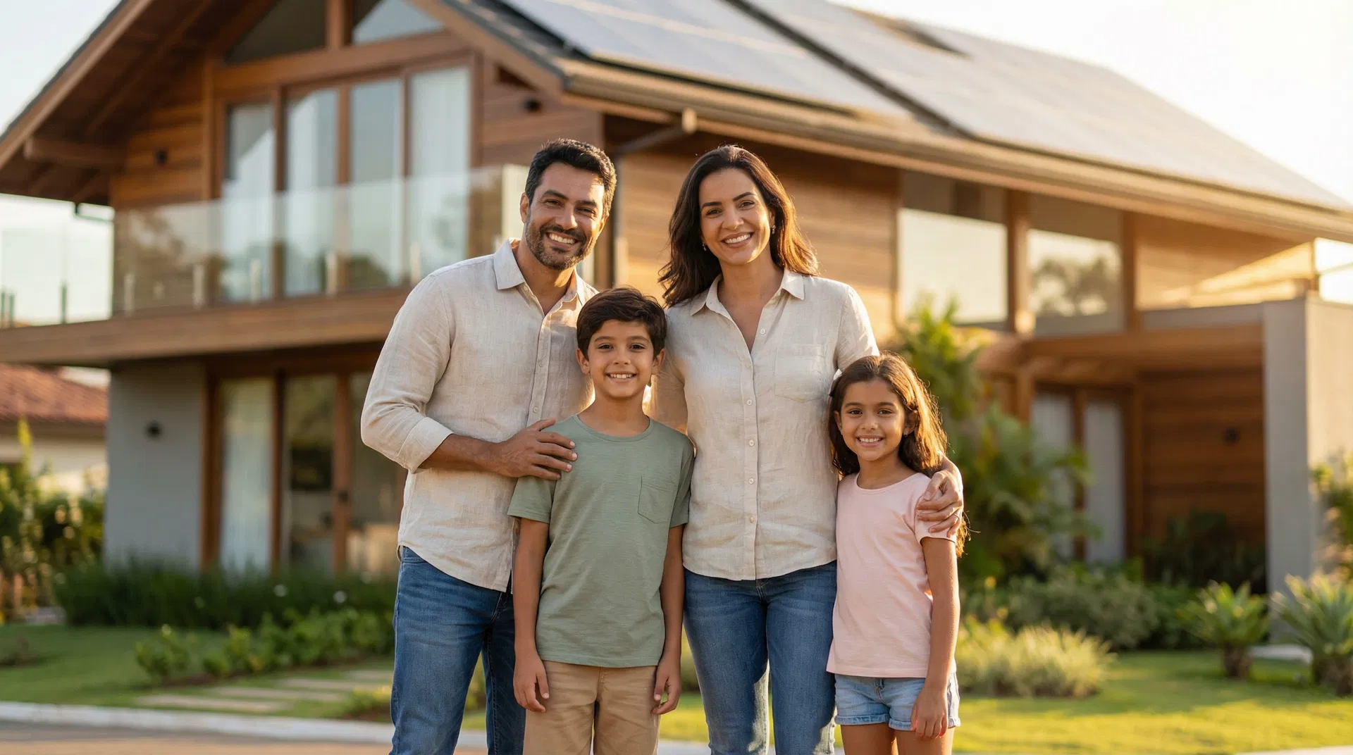 Família Feliz com Energia Solar
