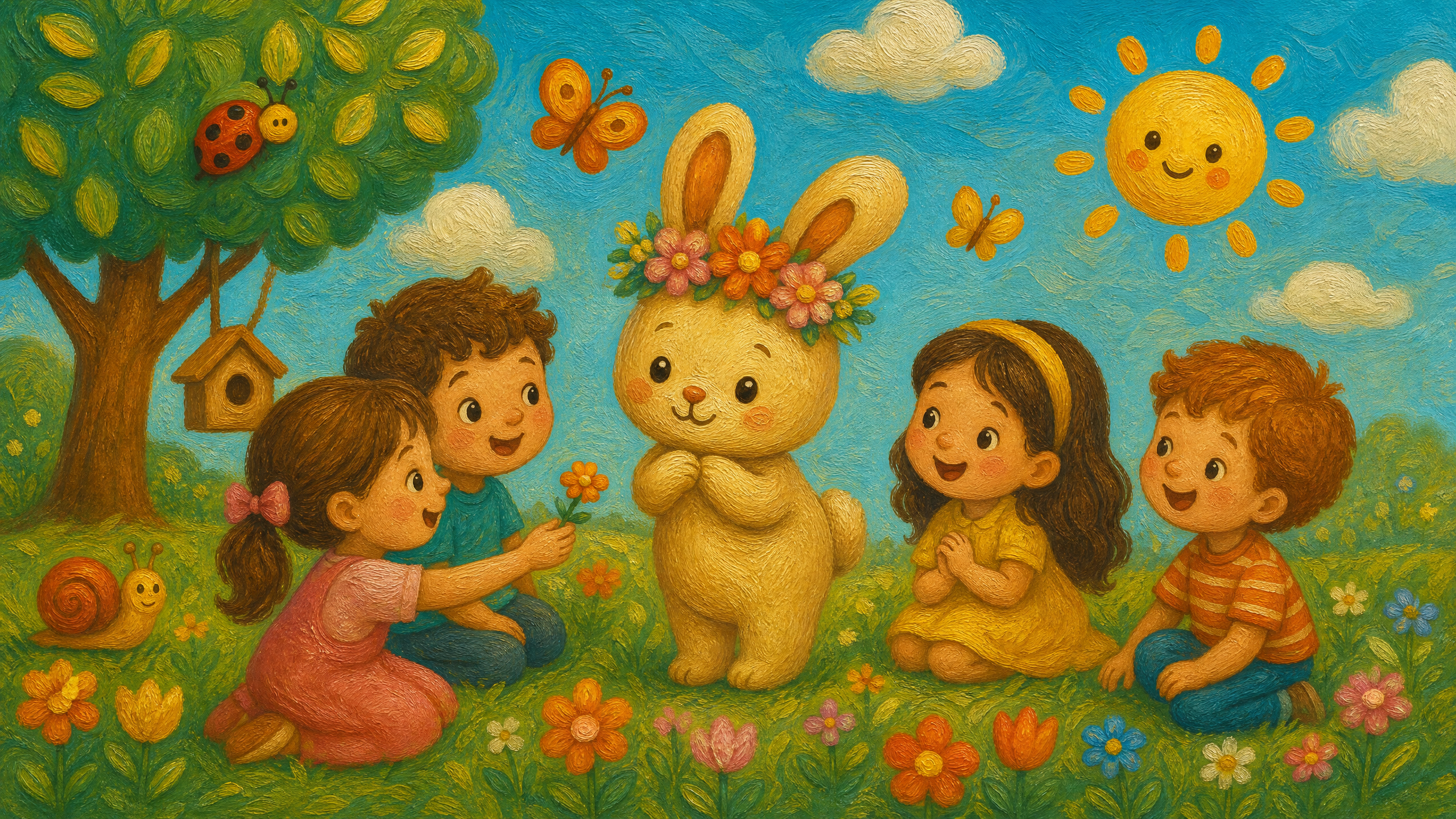Clara interacting with other children, more confident