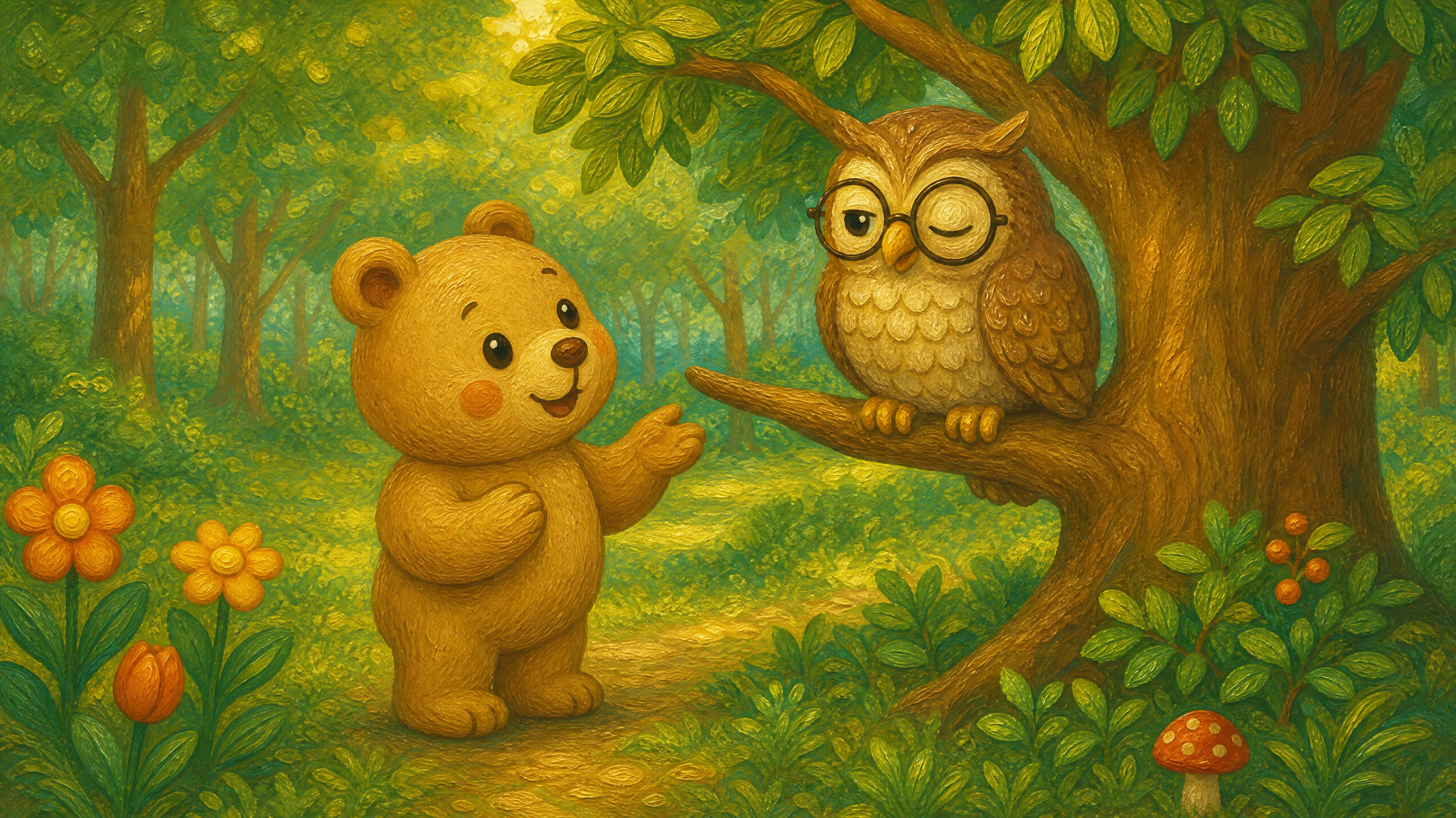 Barnaby talking to the owl