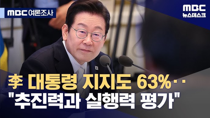 이재명 대통령 지지율 63%
