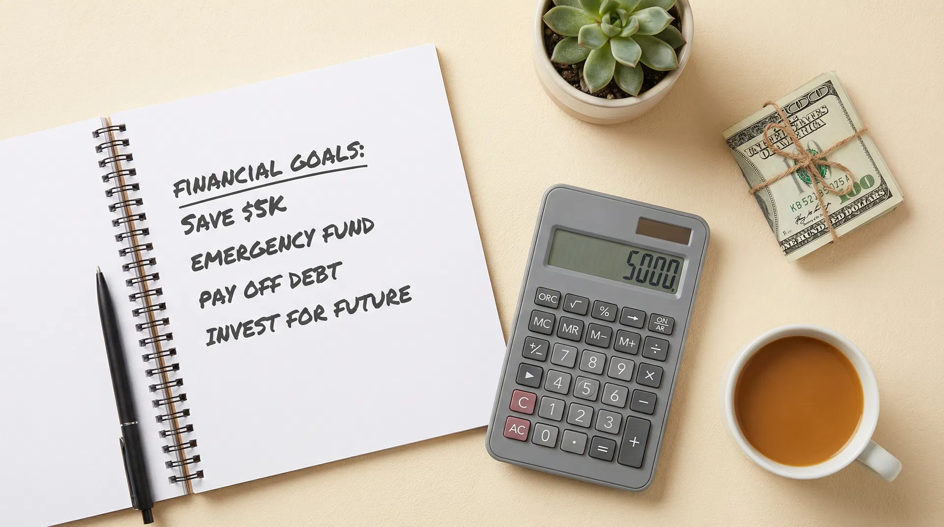 Financial planning flatlay