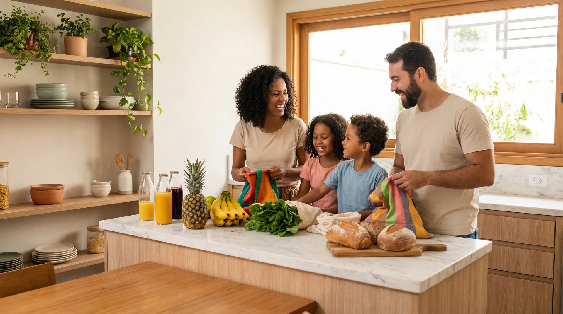 Família fazendo compras no Super MIX