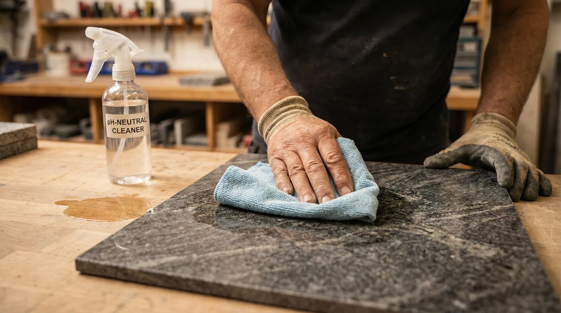 Granit reinigen - professionelle Reinigung mit pH-neutralem Reiniger