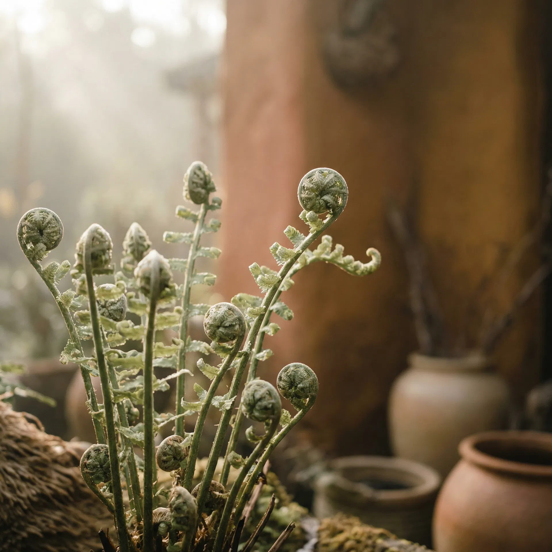 Unfurling fern fronds
