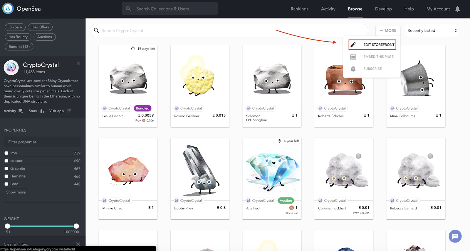 OpenSea NFT Marketplace Interface