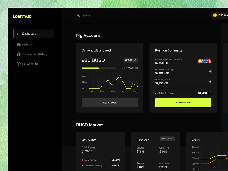 DeFi Lending Protocol Dashboard