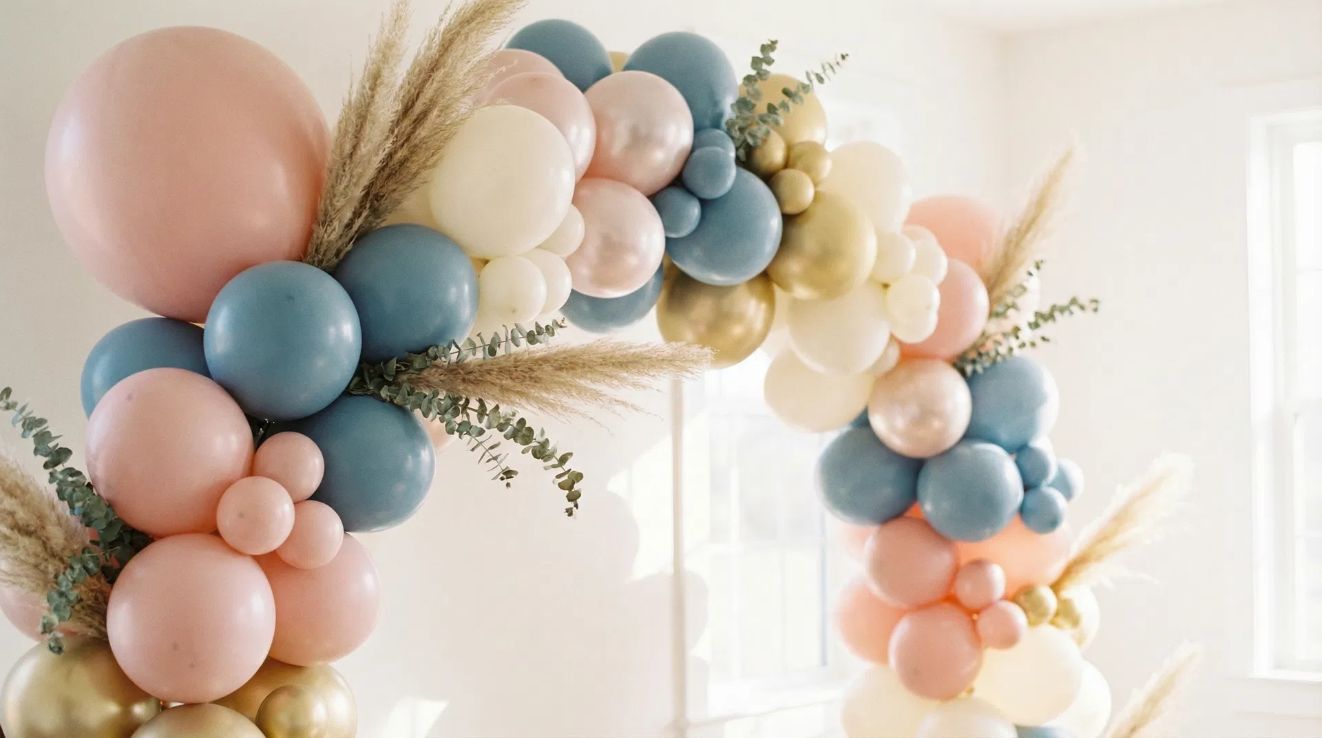Elegant balloon arch in pastel colors