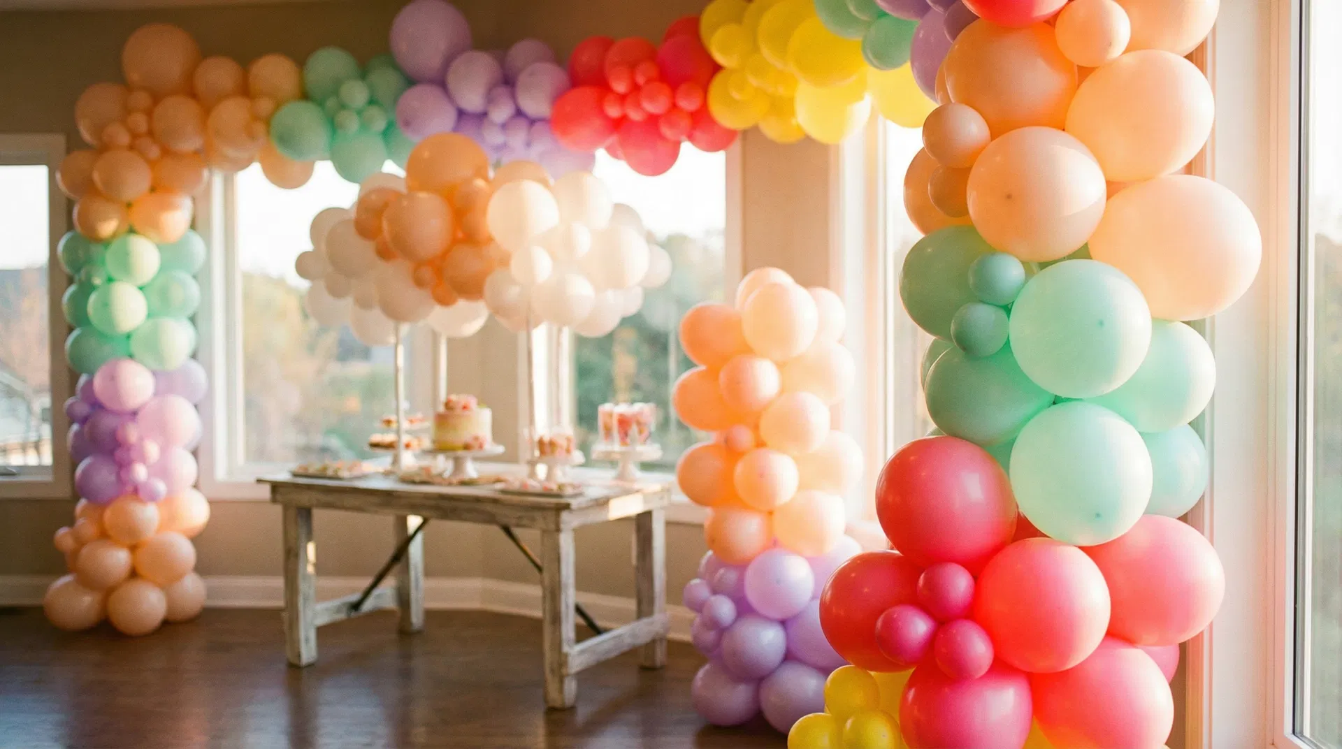 Colorful balloon party setup