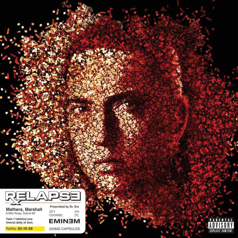 Eminem Relapse Album Cover - Pills forming Eminem's face on the iconic Relapse album cover