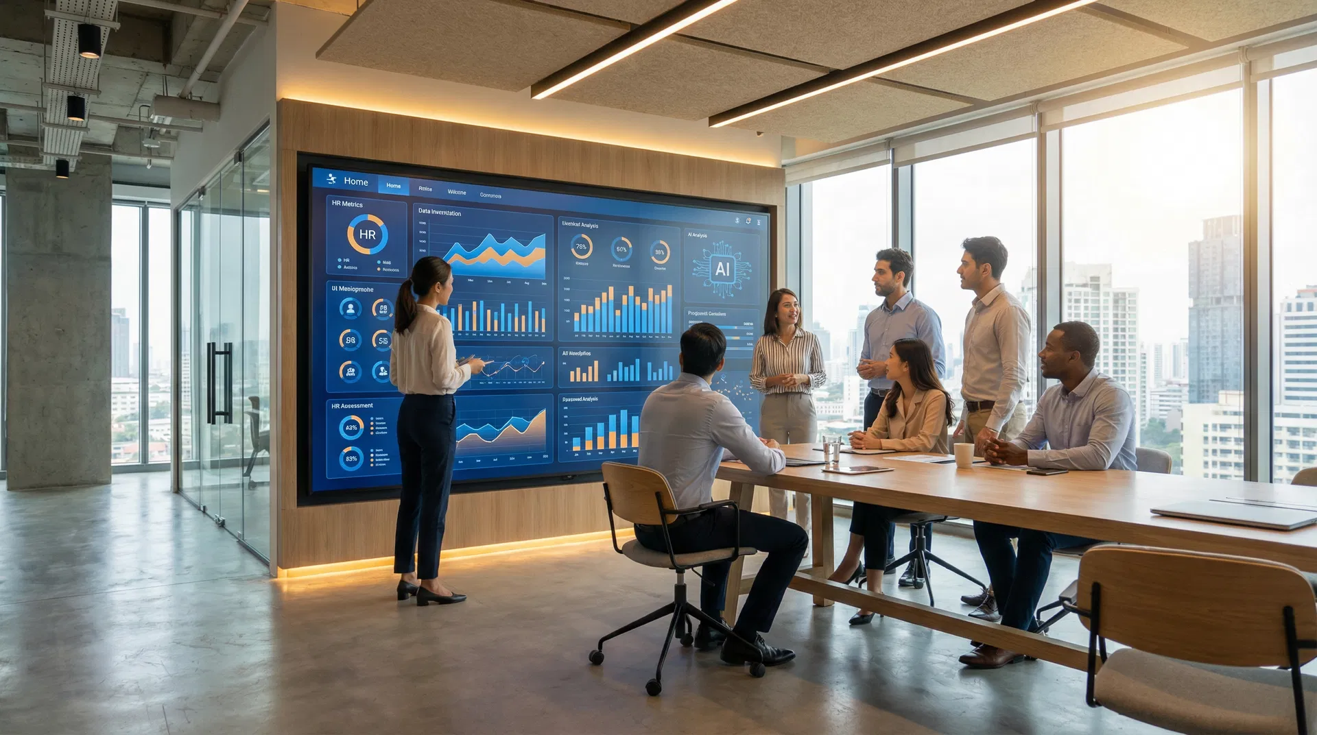 AIHR Consulting team collaborating on AI-powered HR analytics