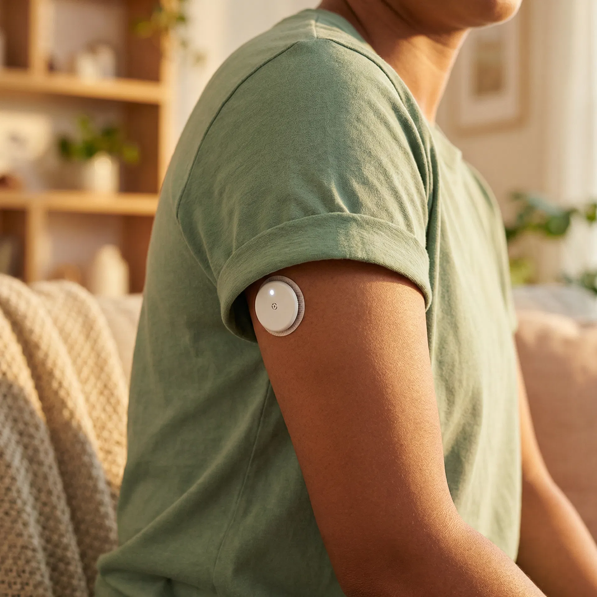 CGM sensor on arm close-up