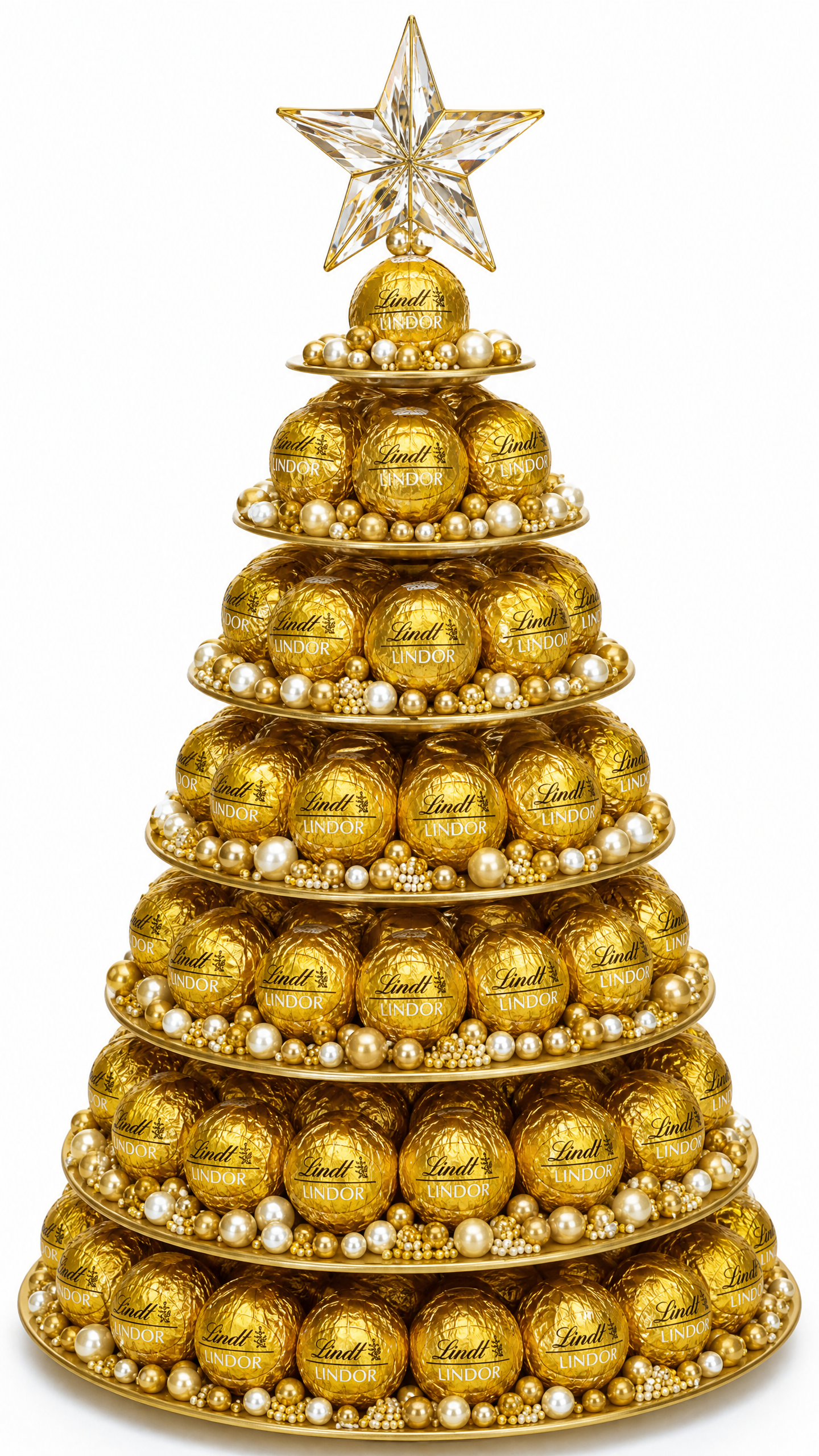 Árvore de Natal Lindt Dourada em Camadas